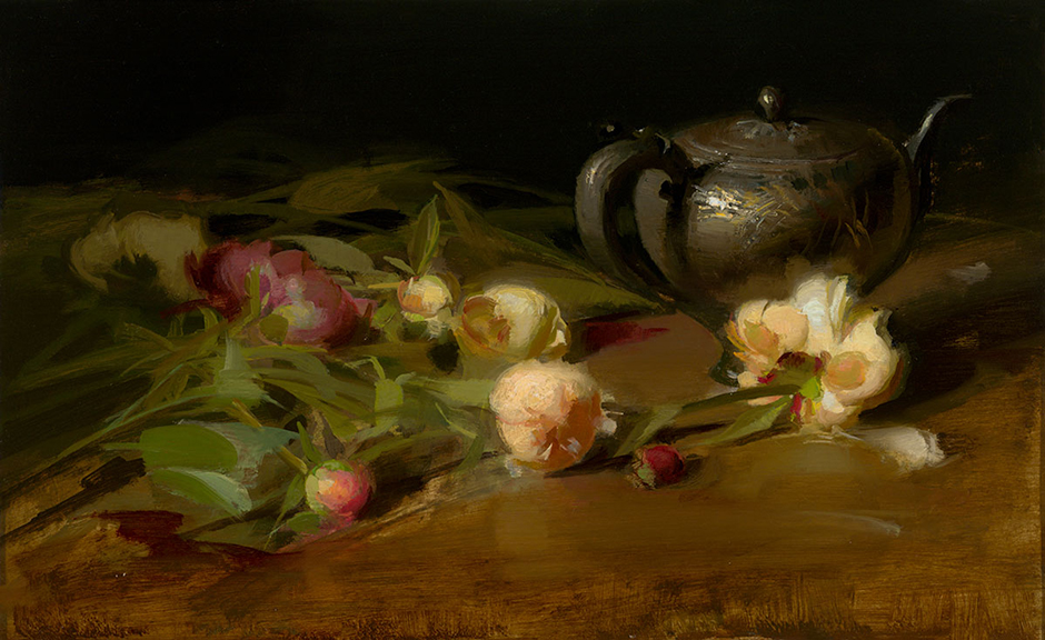 Peonies and Tarnished Silver